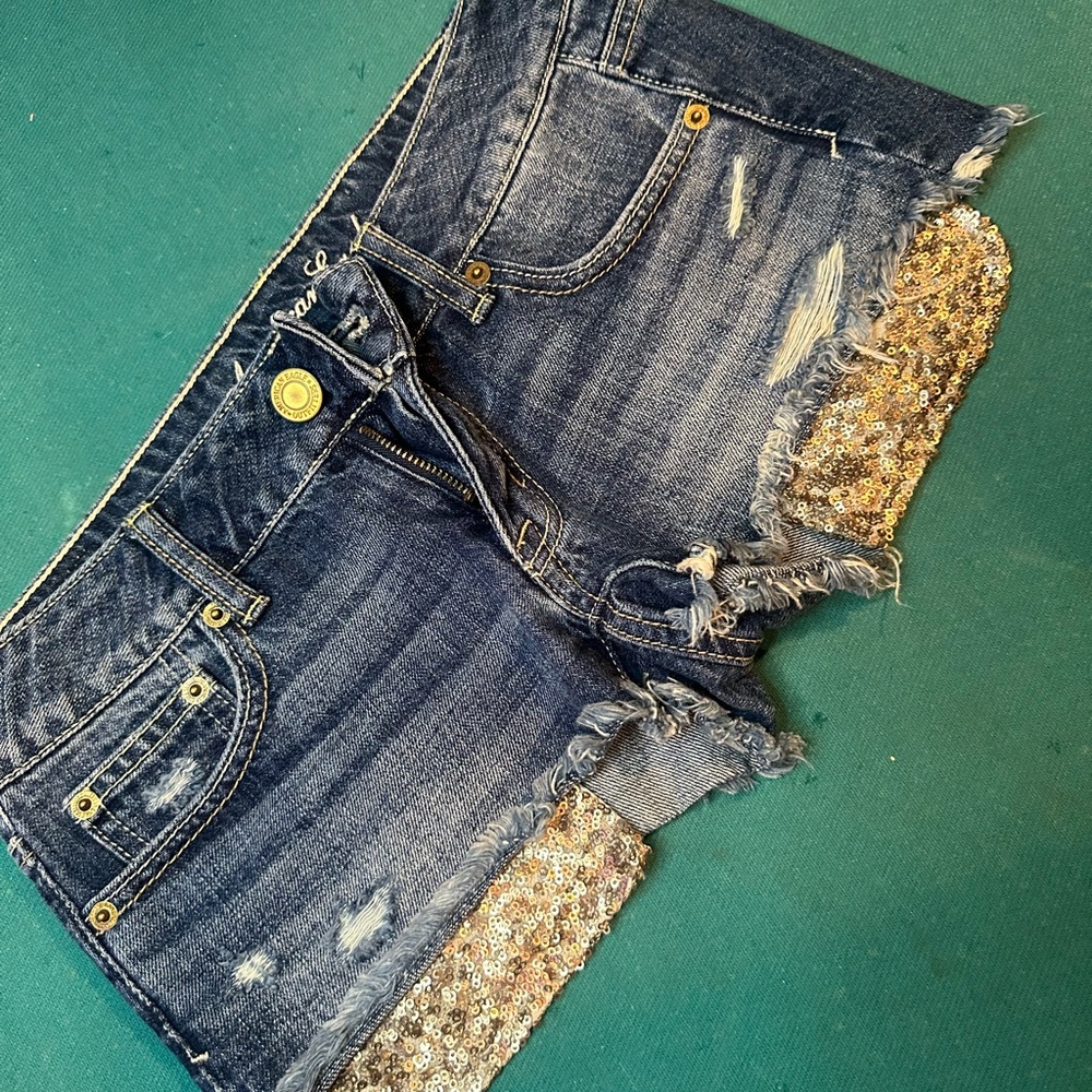 American Eagle Denim Shorts with Sequin Accents